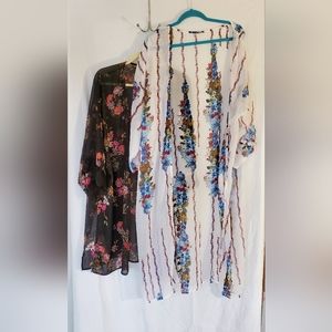 Set of 2 sheer kimonos/coverups black is 3x - white is L no brand tag.